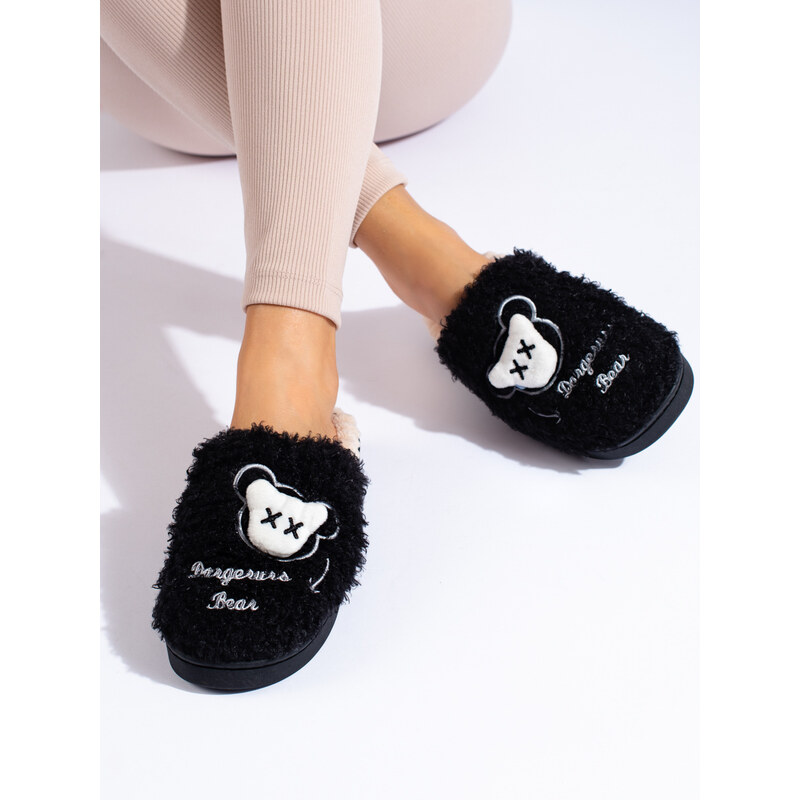 Black women's slippers Shelvt warm