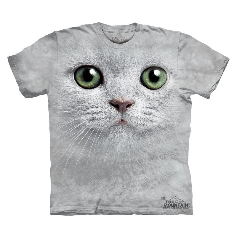 The Mountain Dámské tričko Bílá kočka se zelenýma očima