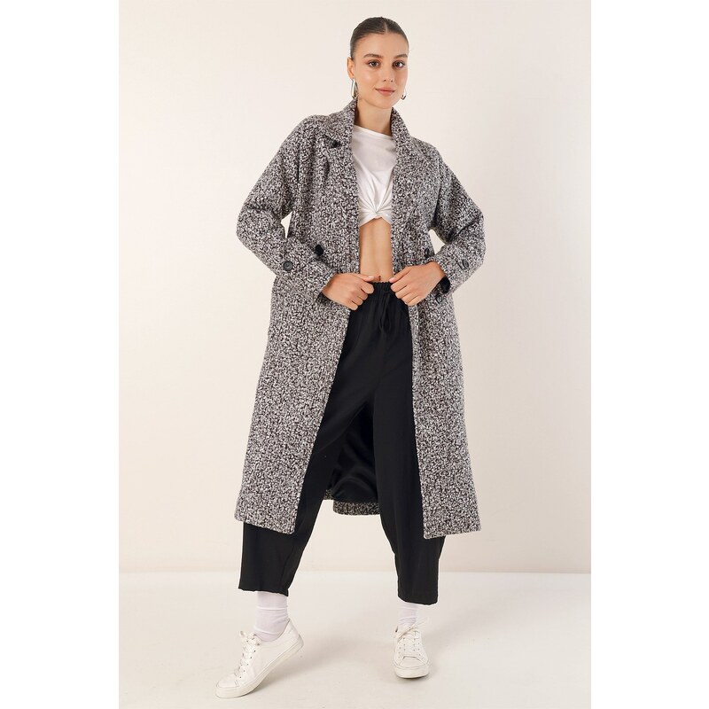 Bigdart 9120 Dvouřadý límec Boucle Coat - Černá