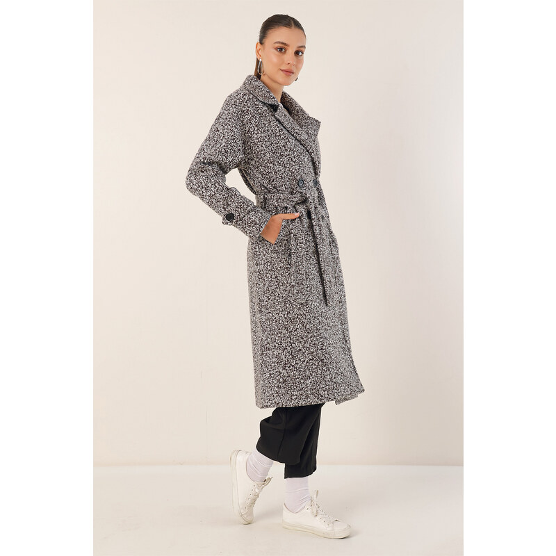 Bigdart 9120 Dvouřadý límec Boucle Coat - Černá