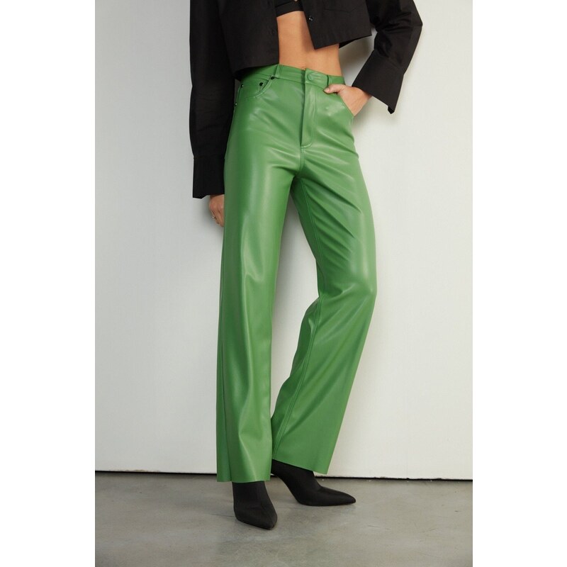 VATKALI Kožené kalhoty Zelená