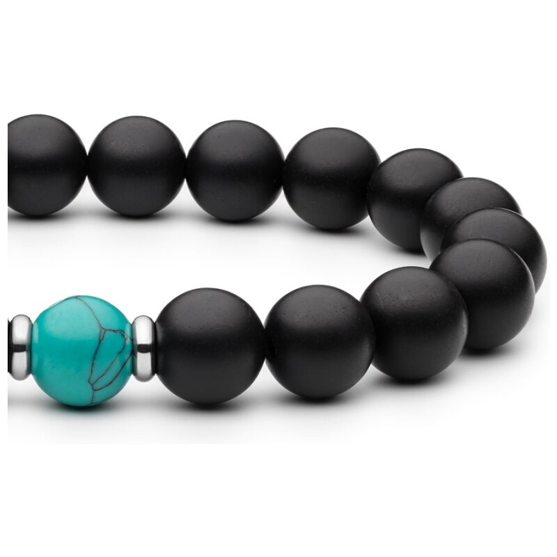 Gaura Pearls Unisex korálkový náramek Aldo - 10 mm onyx, tyrkys