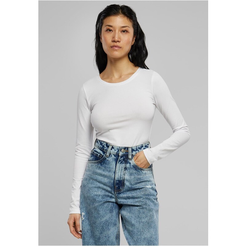 Urban Classics Dámské body Jersey s dlouhým rukávem bílé