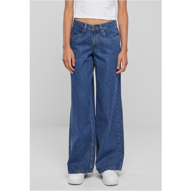 Urban Classics Dámské džíny Mid Waist Wide modré