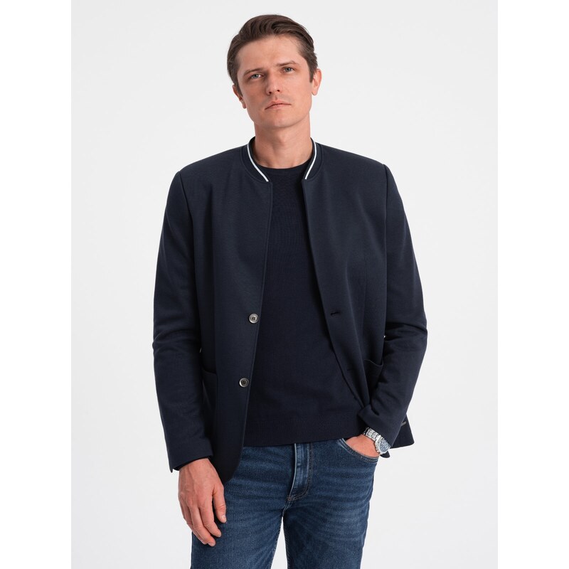 Ombre Clothing Pánský blazer Nedor navy V2 OM-BLZB - 0107