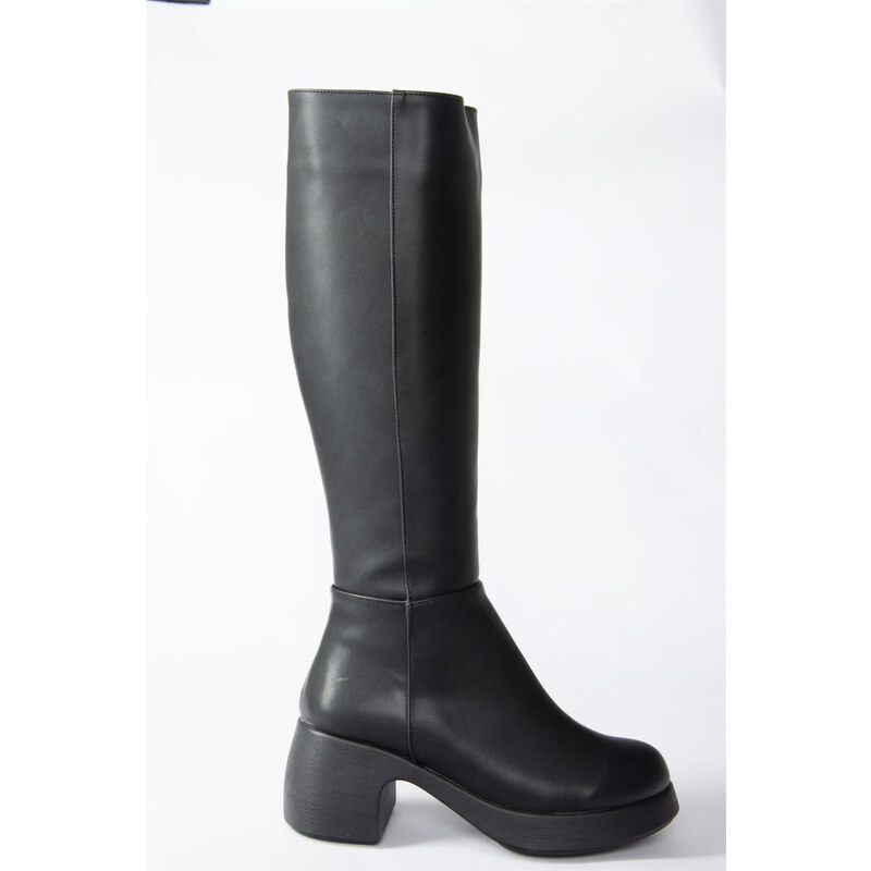 Fox Shoes Black Women's Thick Heeled Daily Boots