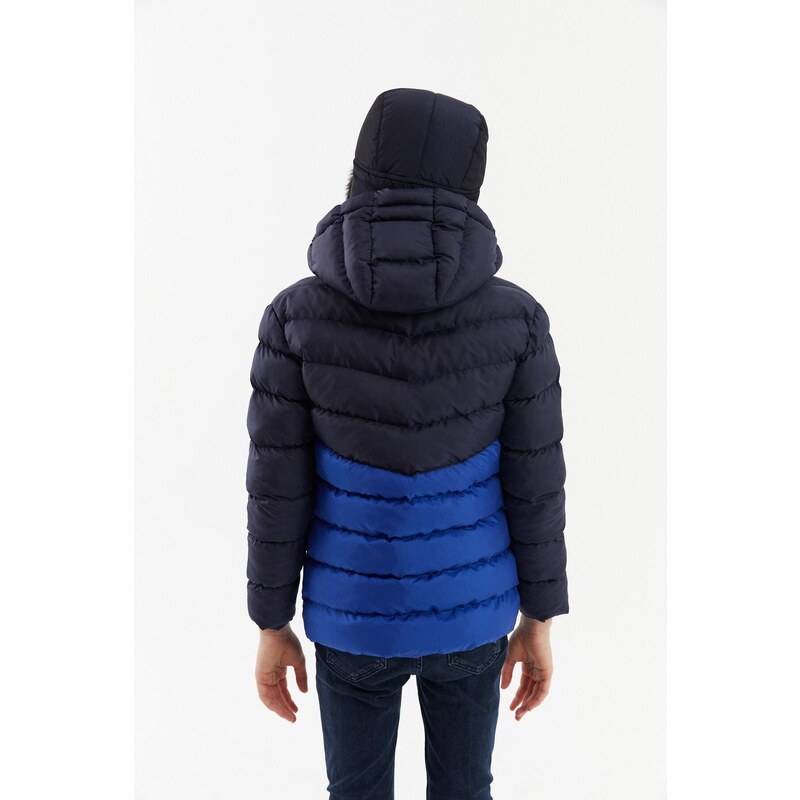 River Club Boy's Water and Windproof Fiber Lined Dark Blue-sax Hooded Coat