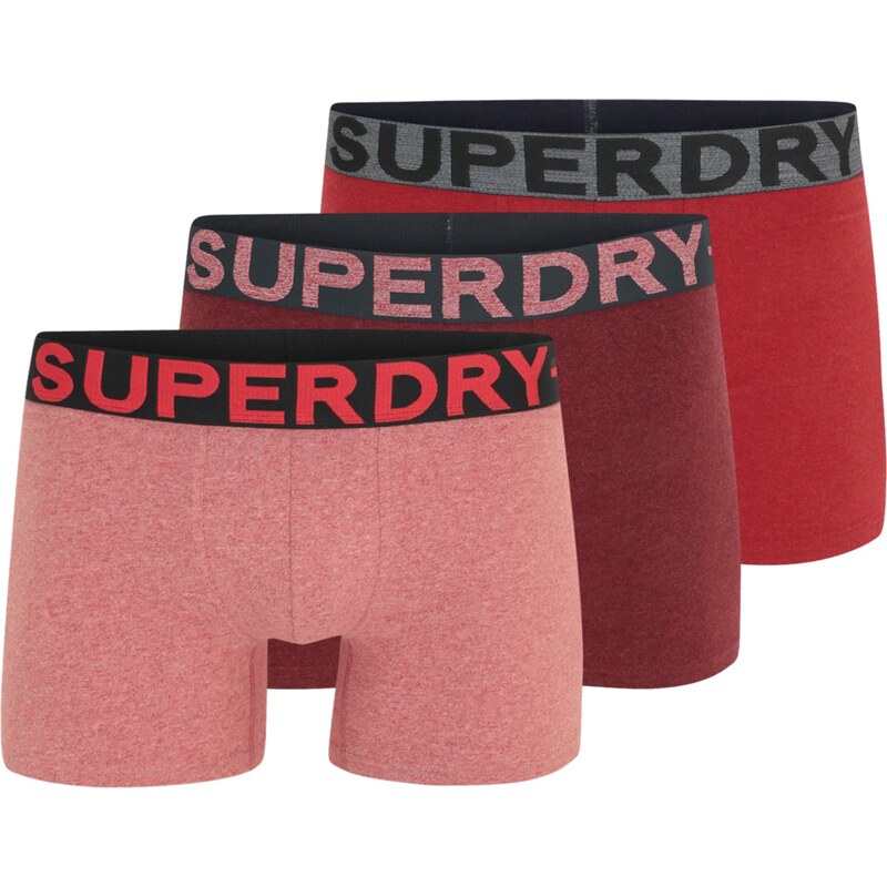 Superdry Boxerky šedá / červená / burgundská červeň / pastelově červená