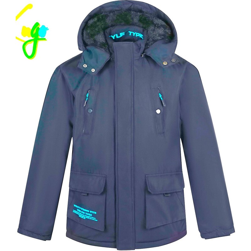 KUGO-Chlapecká zimní bunda -parka kapsy tmavě modrá větší