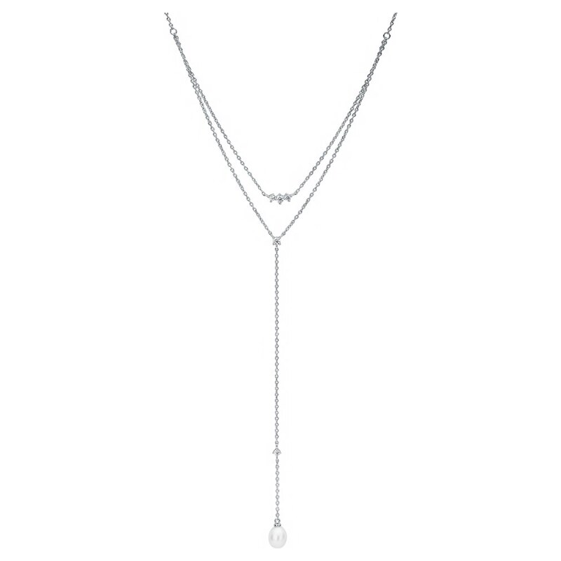 Gaura Pearls Stříbrný náhrdelník se sladkovodní perlou Laurence - 87805776