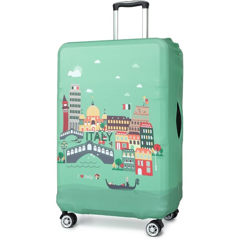 Miss Lulu Elastický obal na kufr Italy L - zelený