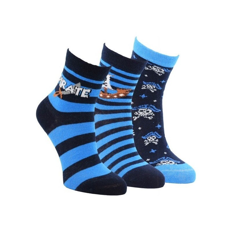 Dětské barevné bavlněné vzorované ponožky piráti RS 27-30