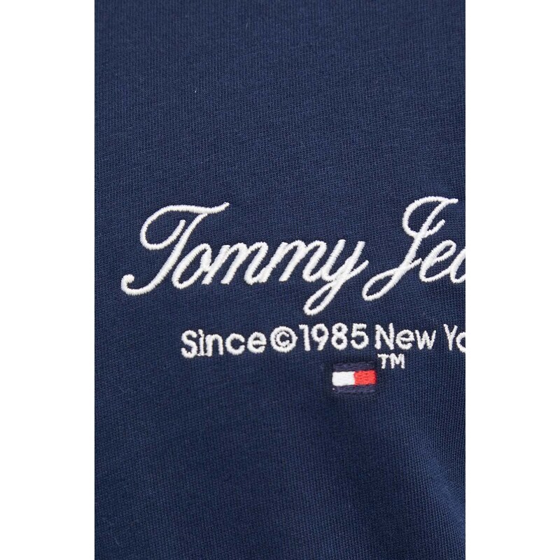 Bavlněné tričko Tommy Jeans tmavomodrá barva, s aplikací