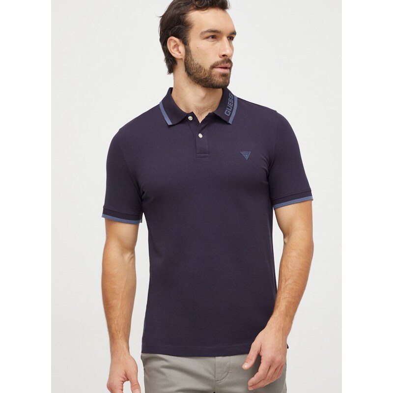 Polo tričko Guess LYLE tmavomodrá barva, s potiskem, M4RP60 K7O64