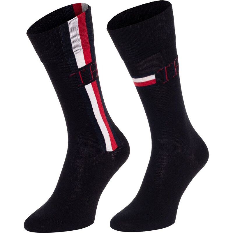 Tommy Hilfiger Sada dvou párů pánských vzorovaných ponožek v černé barvě Tommy Hi - Pánské
