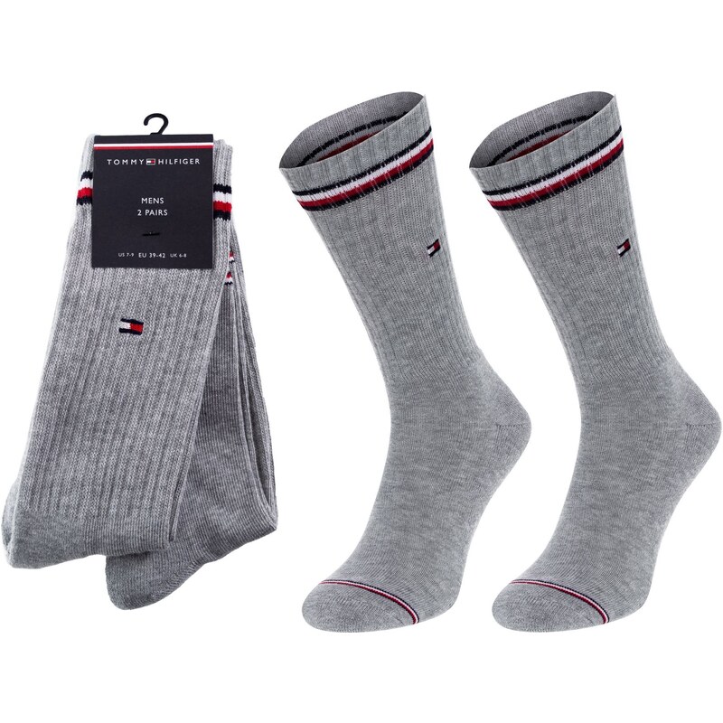 2PACK pánské ponožky Tommy Hilfiger vysoké šedé (100001096 085)