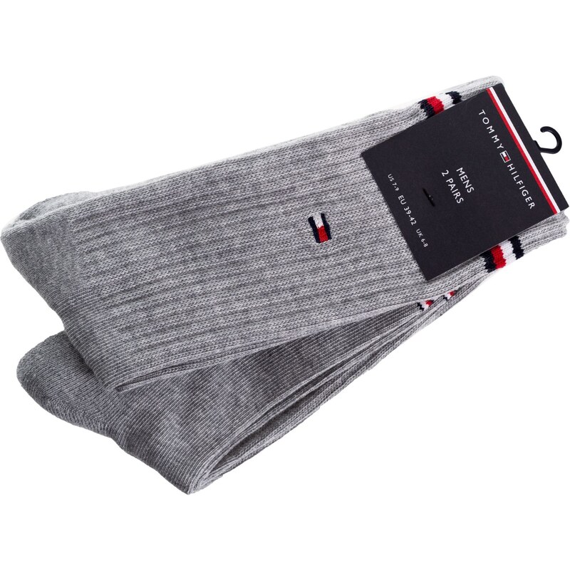 2PACK pánské ponožky Tommy Hilfiger vysoké šedé (100001096 085)