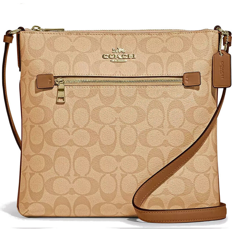 Coach Rowan File Bag In Signature Canvas Gold Lt Khaki