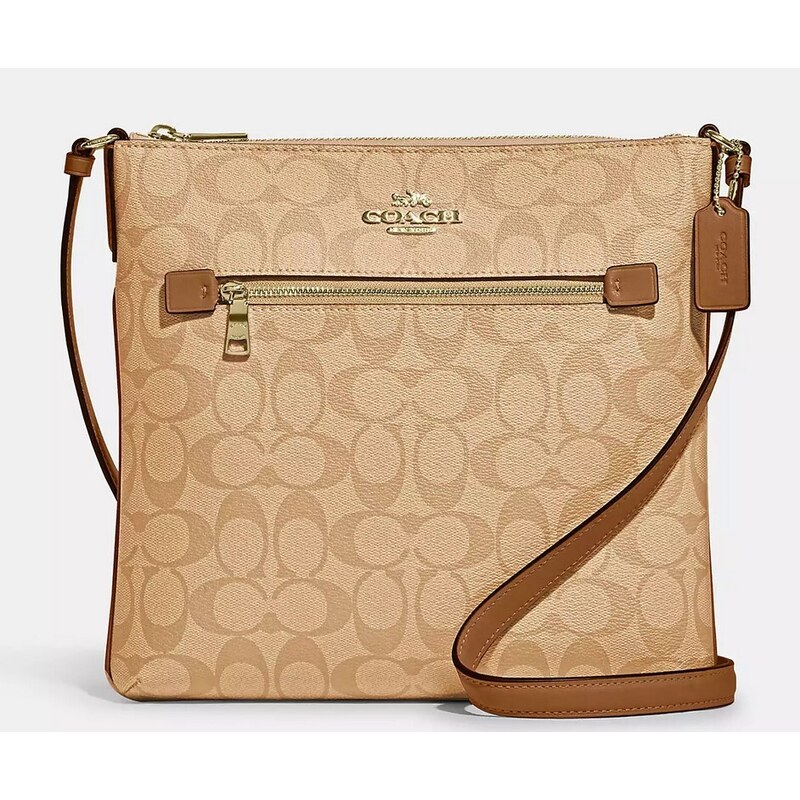 Coach Rowan File Bag In Signature Canvas Gold Lt Khaki