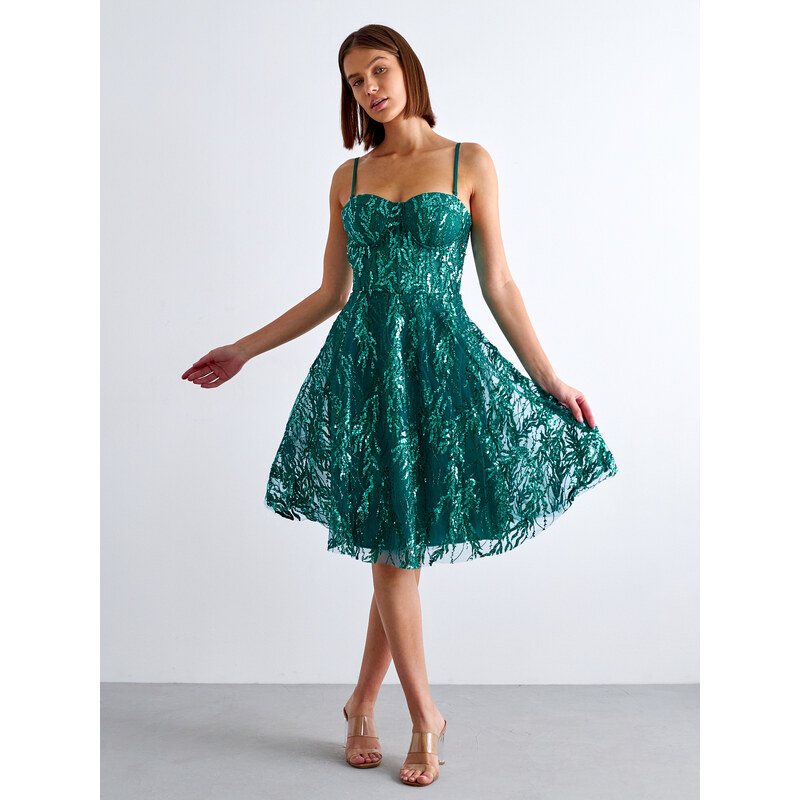 Zelené flitrované šaty Dia
