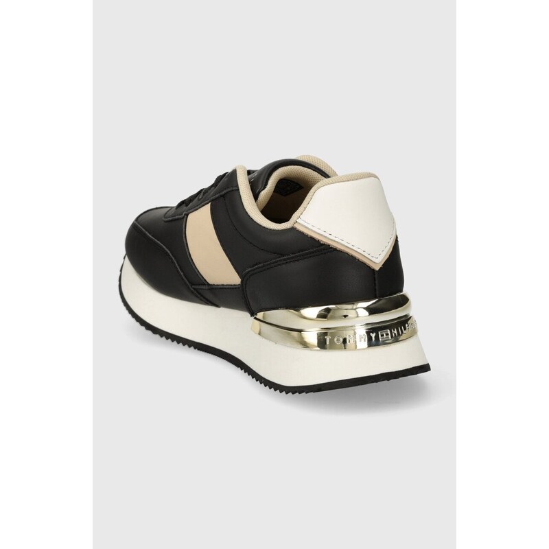 Kožené sneakers boty Tommy Hilfiger TH ELEVATED FEMININE RUNNER HW černá barva, FW0FW07830