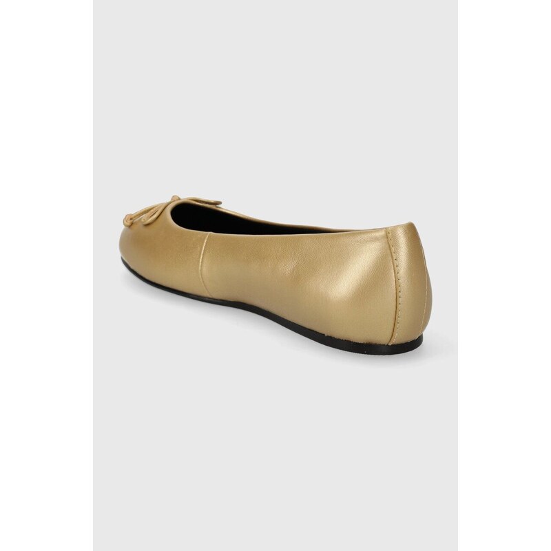 Kožené baleríny Tommy Hilfiger ESSENTIAL GOLDEN BALLERINA zlatá barva, FW0FW07865