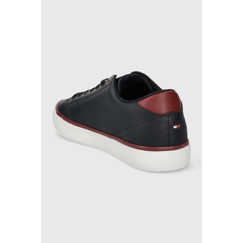 Kožené tenisky Tommy Hilfiger TH HI VULC CORE LOW LEATHER ESS pánské, tmavomodrá barva, FM0FM05041