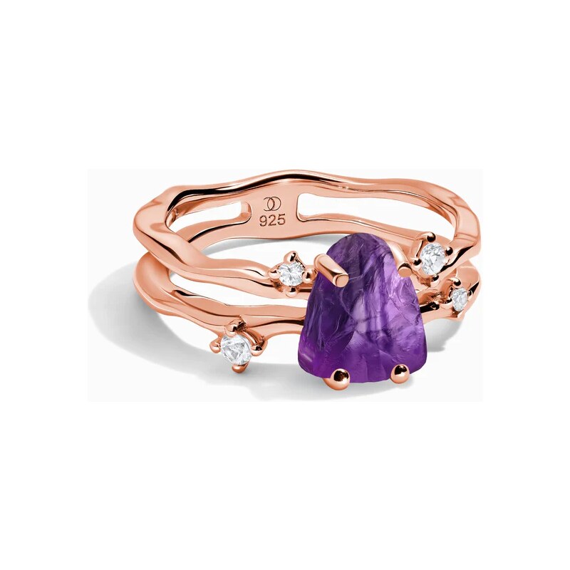 Royal Exklusive Royal Fashion prsten 18k zlato Vermeil SKA-R006-ROSEGOLD-AMETHYST