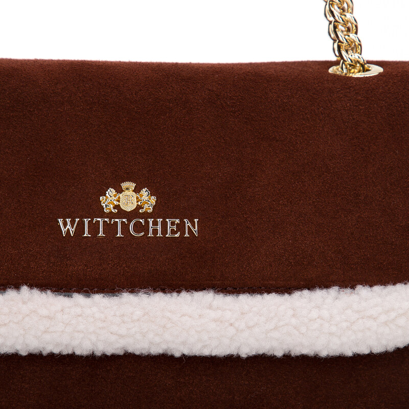 Dámská kožená kabelka s ekologickou kožešinou Wittchen, hnědo-krémová, přírodní kůže