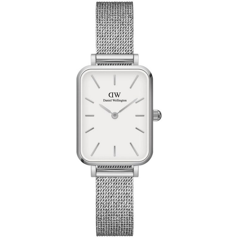 Daniel Wellington dámské hodinky Quadro Pressed Mesh Silver/White 65657981