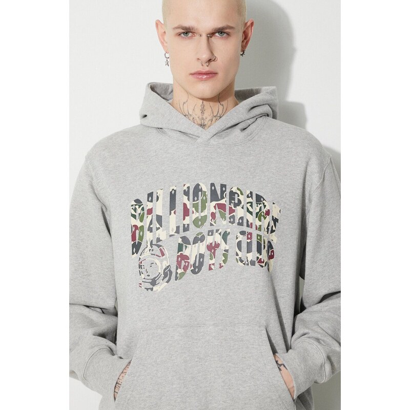 Bavlněná mikina Billionaire Boys Club Duck Camo Arch Logo Popover pánská, šedá barva, s kapucí, s potiskem, B23432