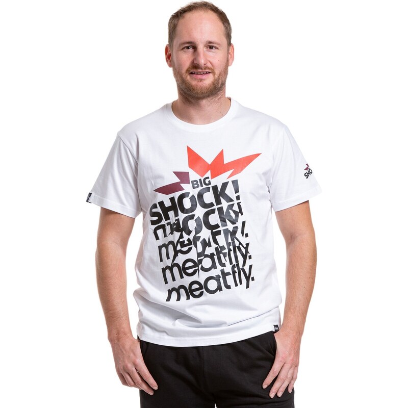 Meatfly pánské tričko Big Shock Shattered White | Bílá | 100%
