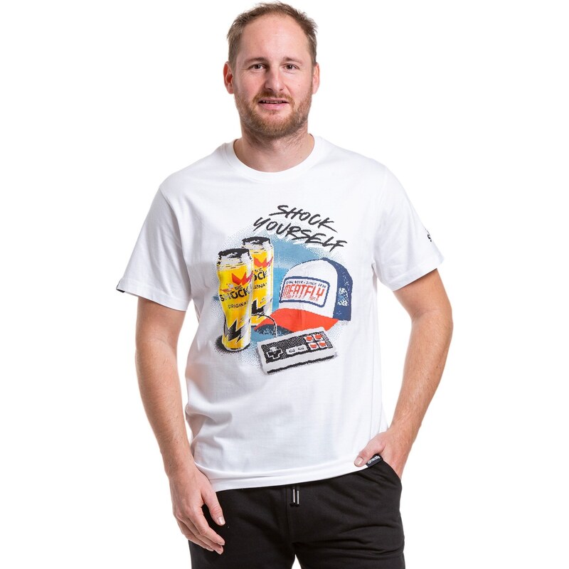 Meatfly pánské tričko Big Shock 8Bit White | Bílá | 100% bavlna
