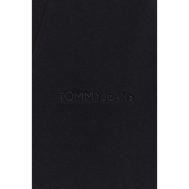 Mikina Tommy Jeans černá barva, hladká