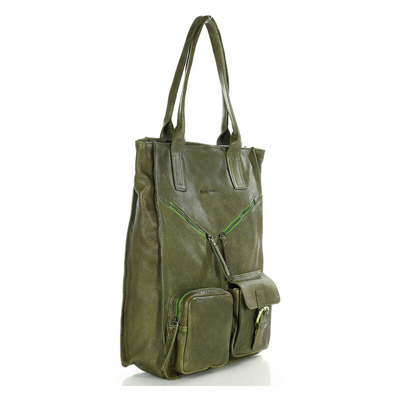 Marco Mazzini handmade Kožená shopper bag kabelka Mazzini VS31 zelená