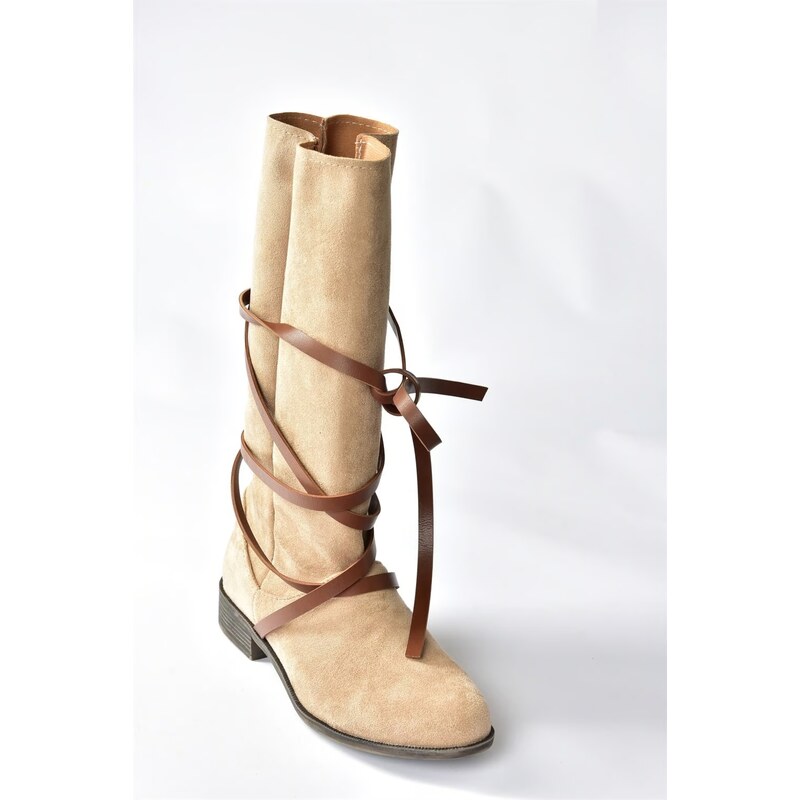 Fox Shoes Mink/tana Suede Women's Boots with Lace-Up Detail