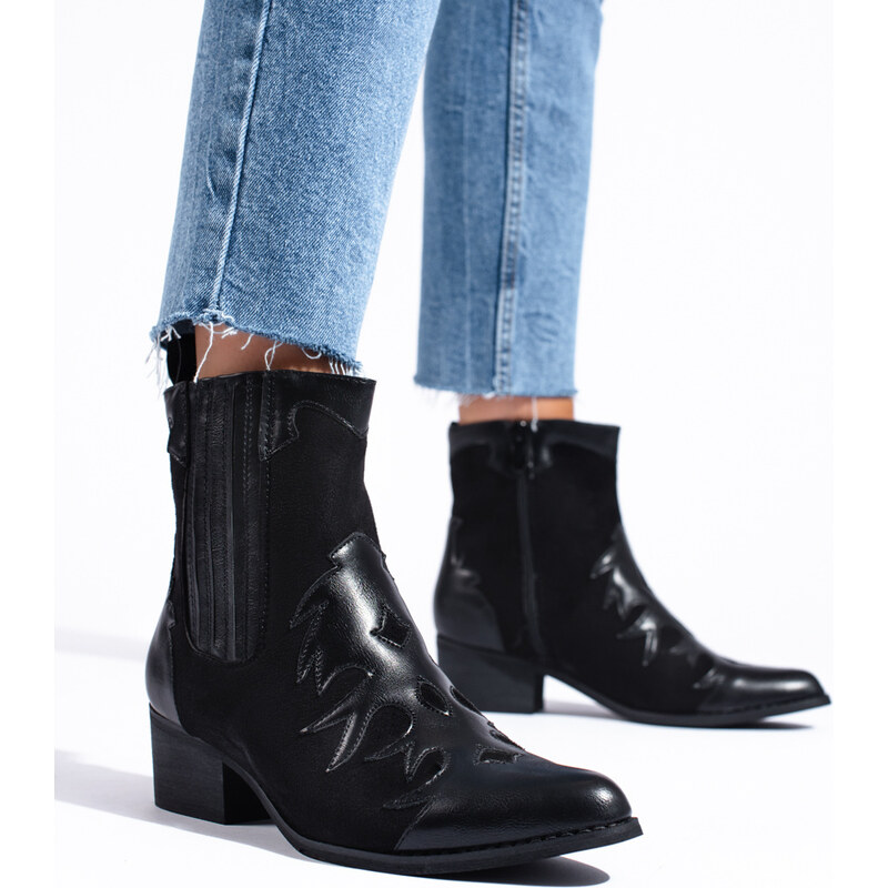 Women's black cowboy boots above the ankle Shelvt