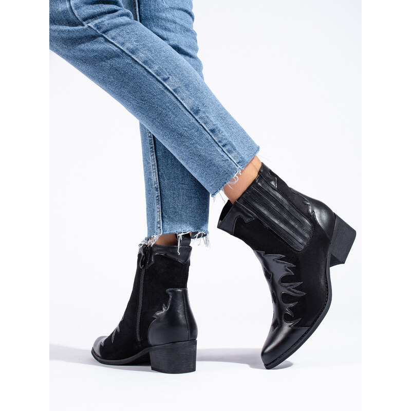 Women's black cowboy boots above the ankle Shelvt