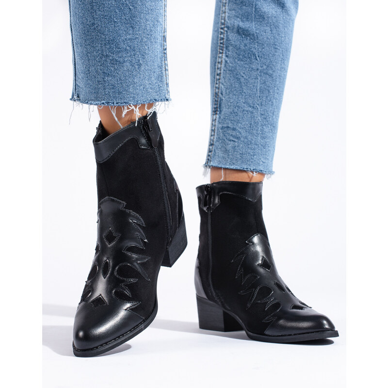 Women's black cowboy boots above the ankle Shelvt