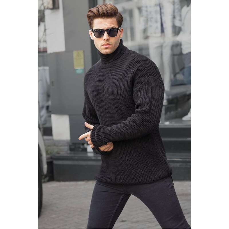 Madmext Black Turtleneck Knitted Sweater 6858