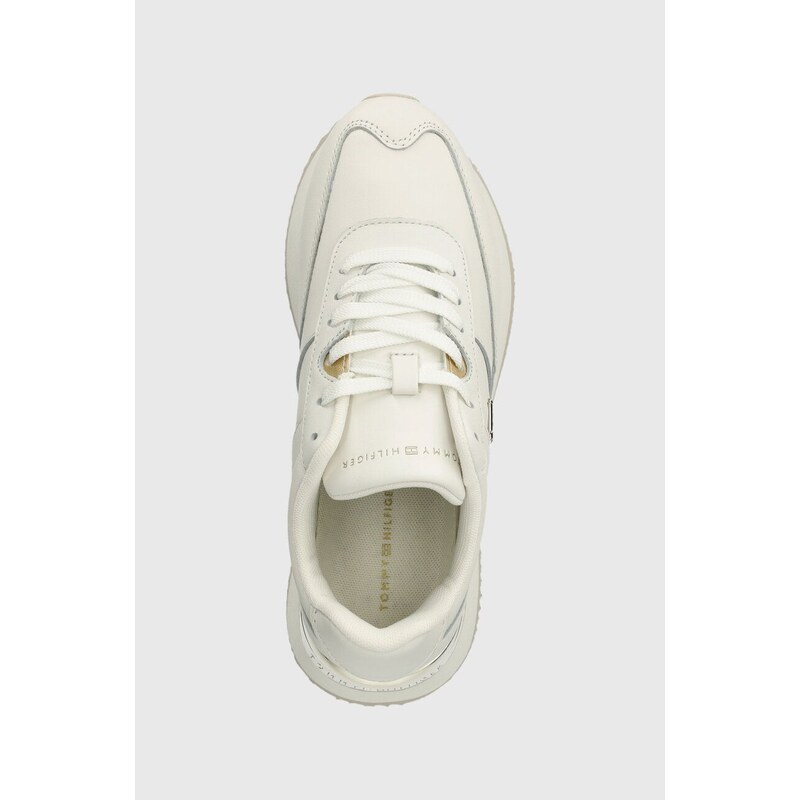 Kožené sneakers boty Tommy Hilfiger TH ELEVATED FEMININE RUNNER HW bílá barva, FW0FW07830