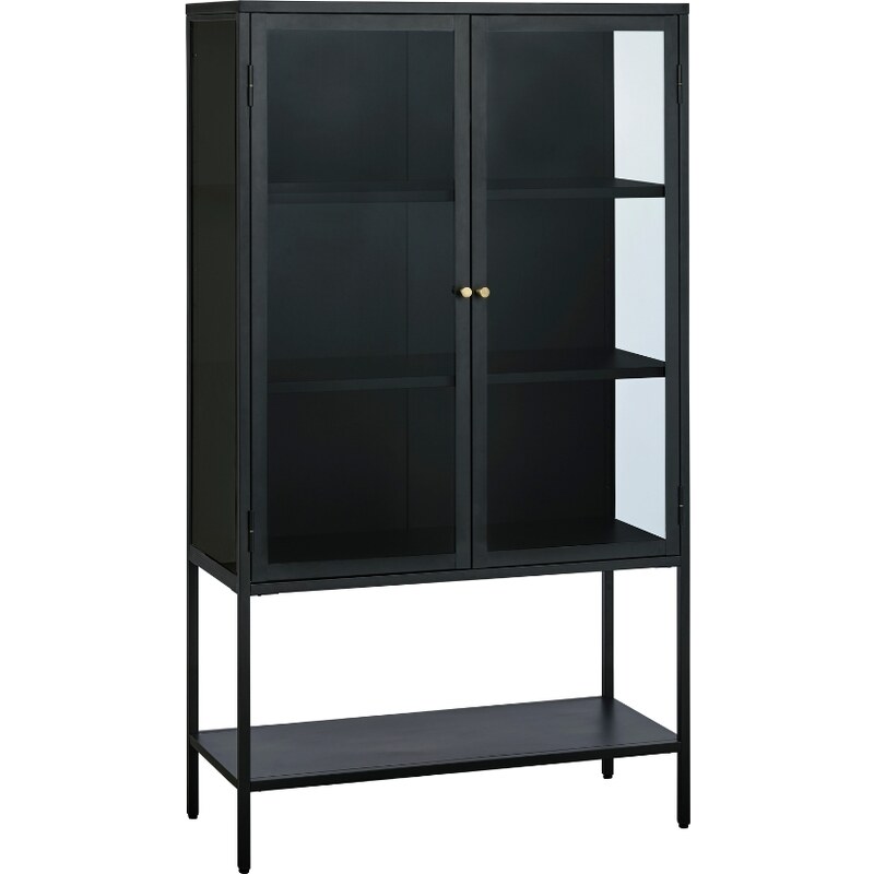 Černá kovová vitrína Unique Furniture Carmel 160 x 90 cm