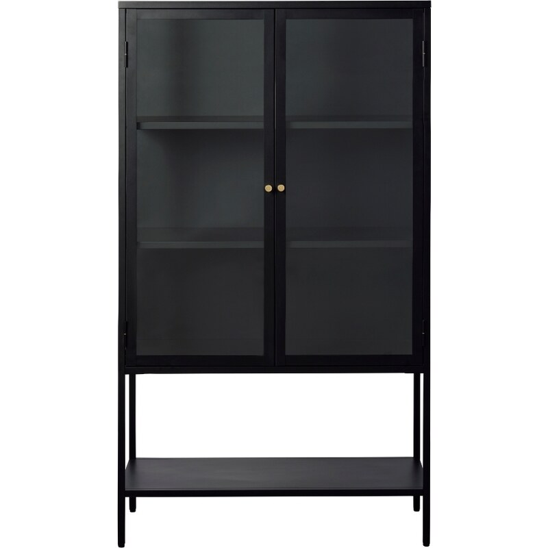 Černá kovová vitrína Unique Furniture Carmel 160 x 90 cm