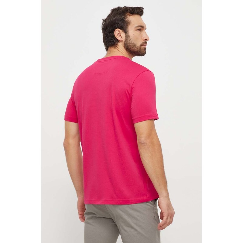Bavlněné tričko Boss Green růžová barva, s aplikací