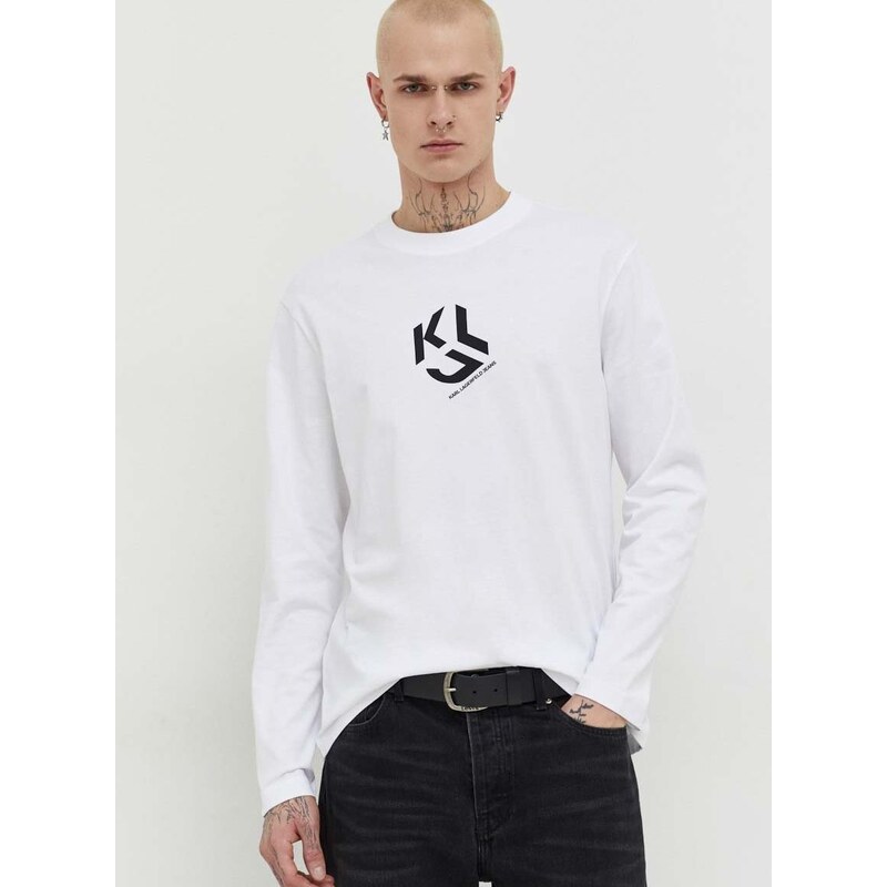 Bavlněné tričko s dlouhým rukávem Karl Lagerfeld Jeans černá barva, s potiskem