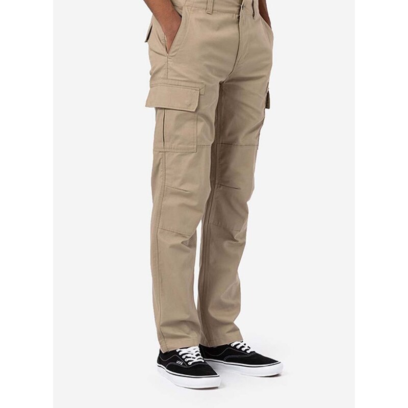 Bavlněné kalhoty Dickies béžová barva, jednoduché, DK0A4XDUKHK-BROWN