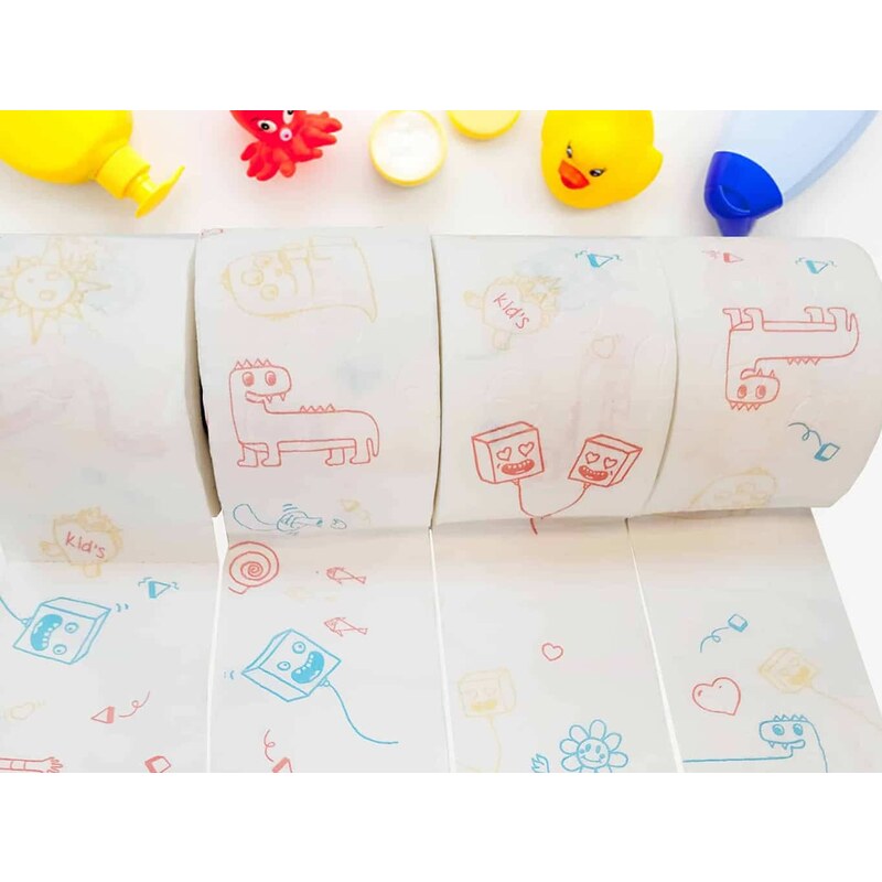 RENOVA Toaletní papír pro děti s veselým motivem, 4 ks