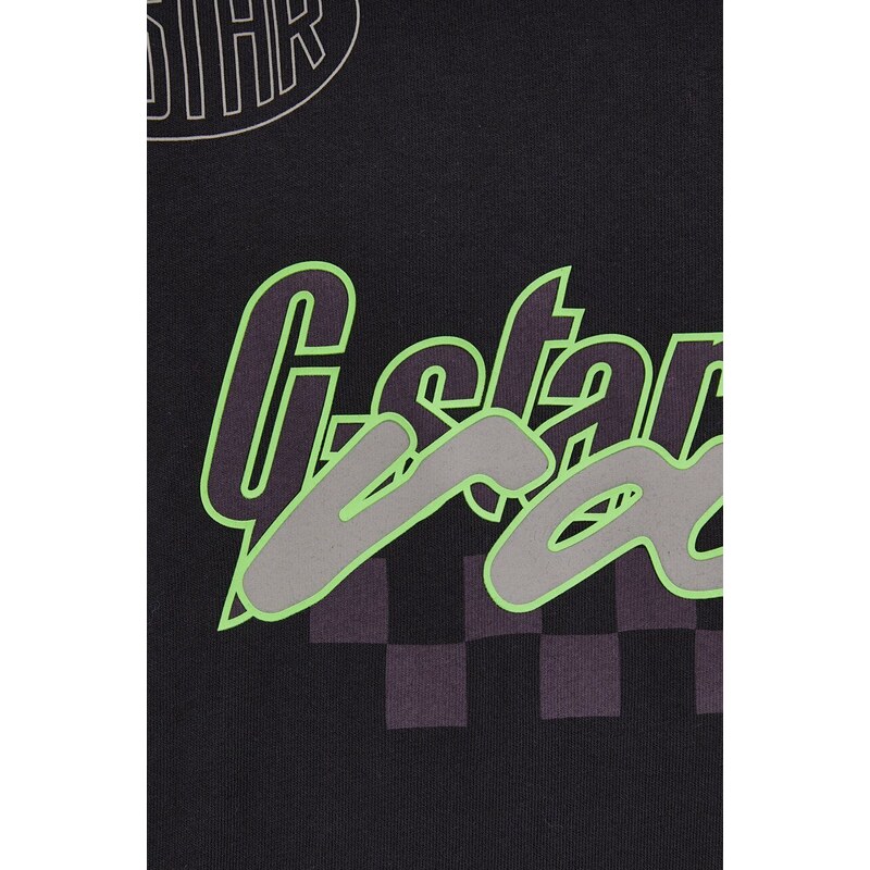Bavlněné tričko s dlouhým rukávem G-Star Raw černá barva, s potiskem