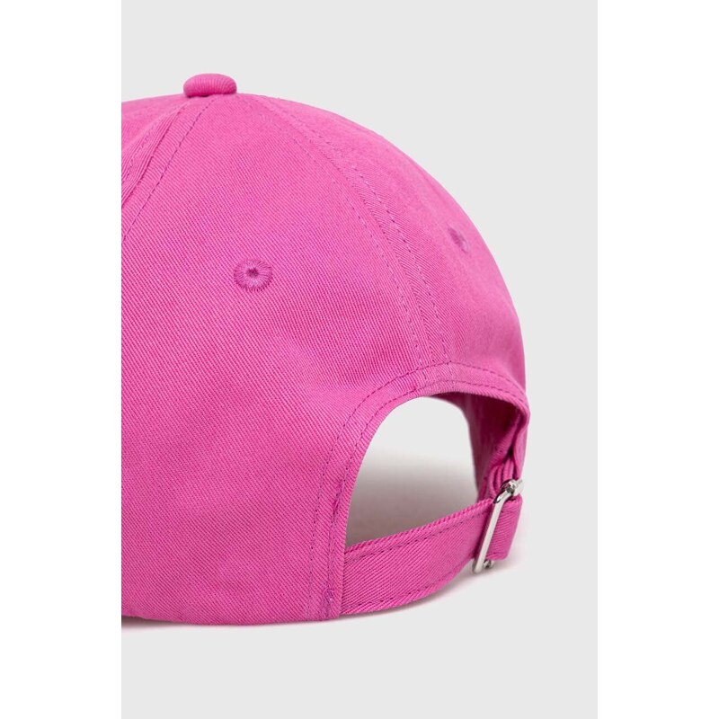 Bavlněná baseballová čepice Karl Lagerfeld růžová barva, s aplikací