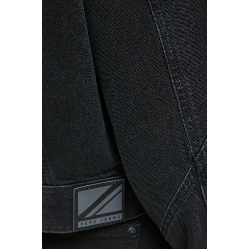 Džínová bunda Pepe Jeans dámská, černá barva, přechodná